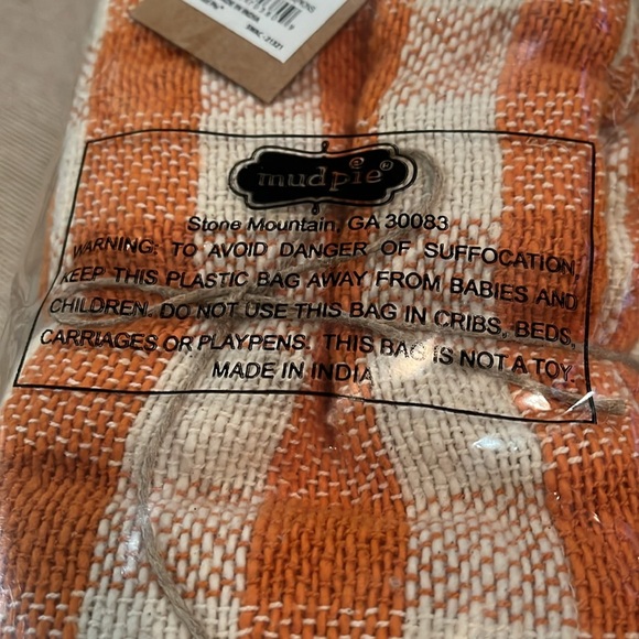 Mud Pie Orange Plaid Napkin Set of Four/NWT - Picture 11 of 11